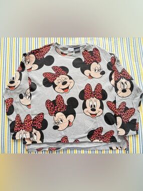 Zara Disney Gray Minnie Mouse Print Sweatshirt, 100% cotton